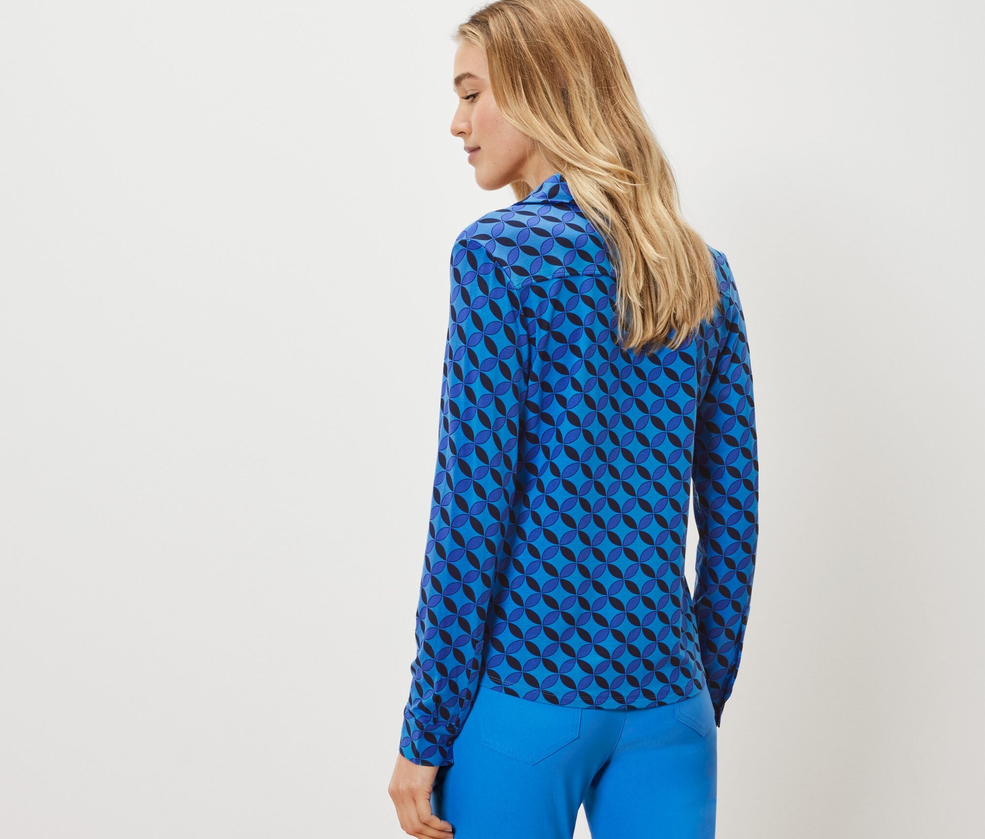 Thumbnail - Tchibo - Blusenshirt mit Knopfleiste - Damen - Gr. XXL - blau/print
