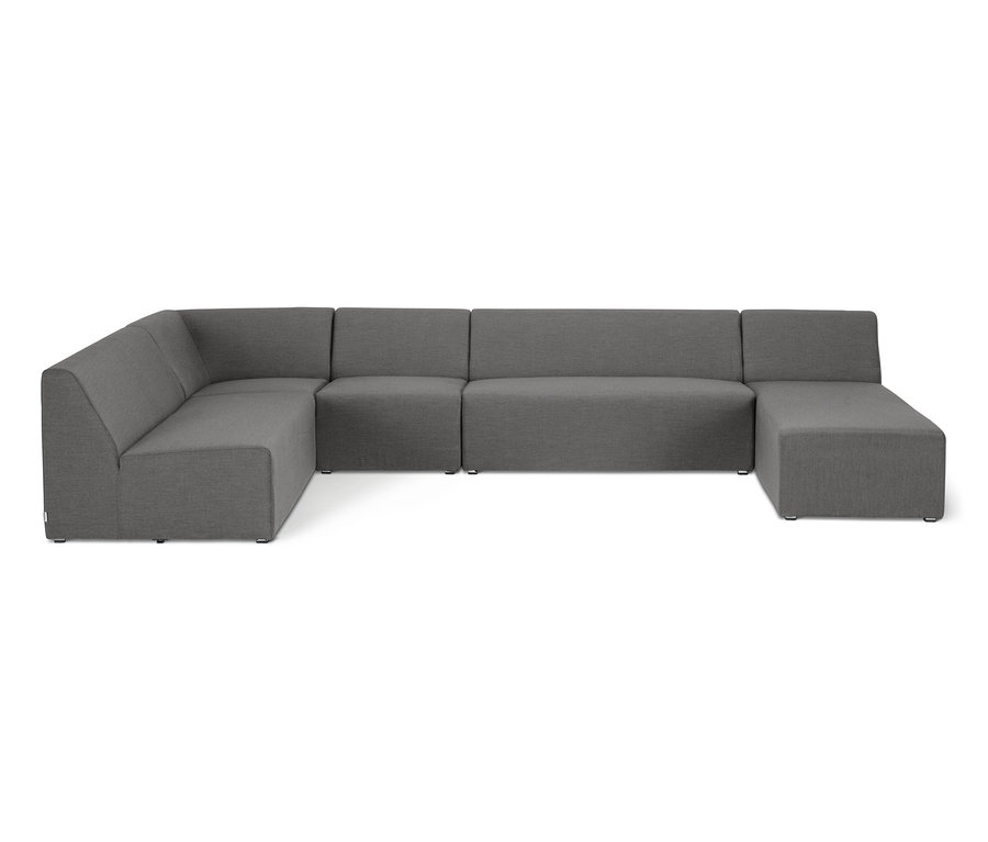 Graue modulare Premium-Lounge-Ecke mit Sunbrella®-Stoff.