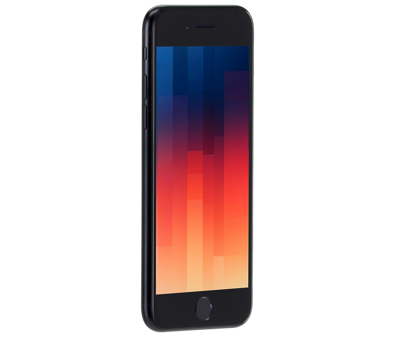 Schwarzes Apple iPhone SE 2022 128 GB mit farbigem Bildschirm.