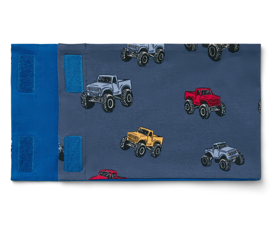 Kinder-Halstuch mit Klettverschluss und Truck-Motiv.