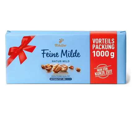 Eine Packung Feine Milde - 4x 1 kg Gemahlen Kaffee von Tchibo.