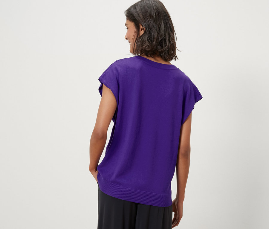 Kurzärmliger Feinstrickpullover, lila bei Tchibo kaufen 206716