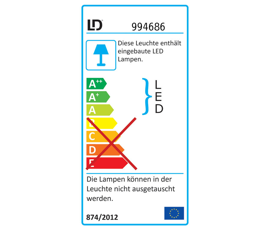 Energielabel einer LED-Lampe.