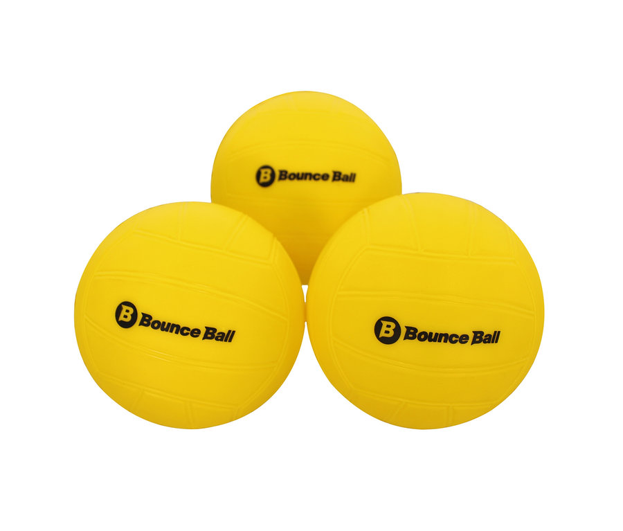 Drei gelbe Bounce-Ball Deluxe Bälle liegen übereinander.