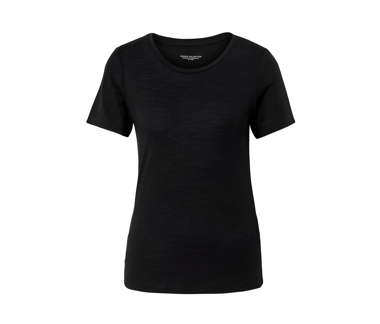 Schwarzes T-Shirt mit Merinowolle.