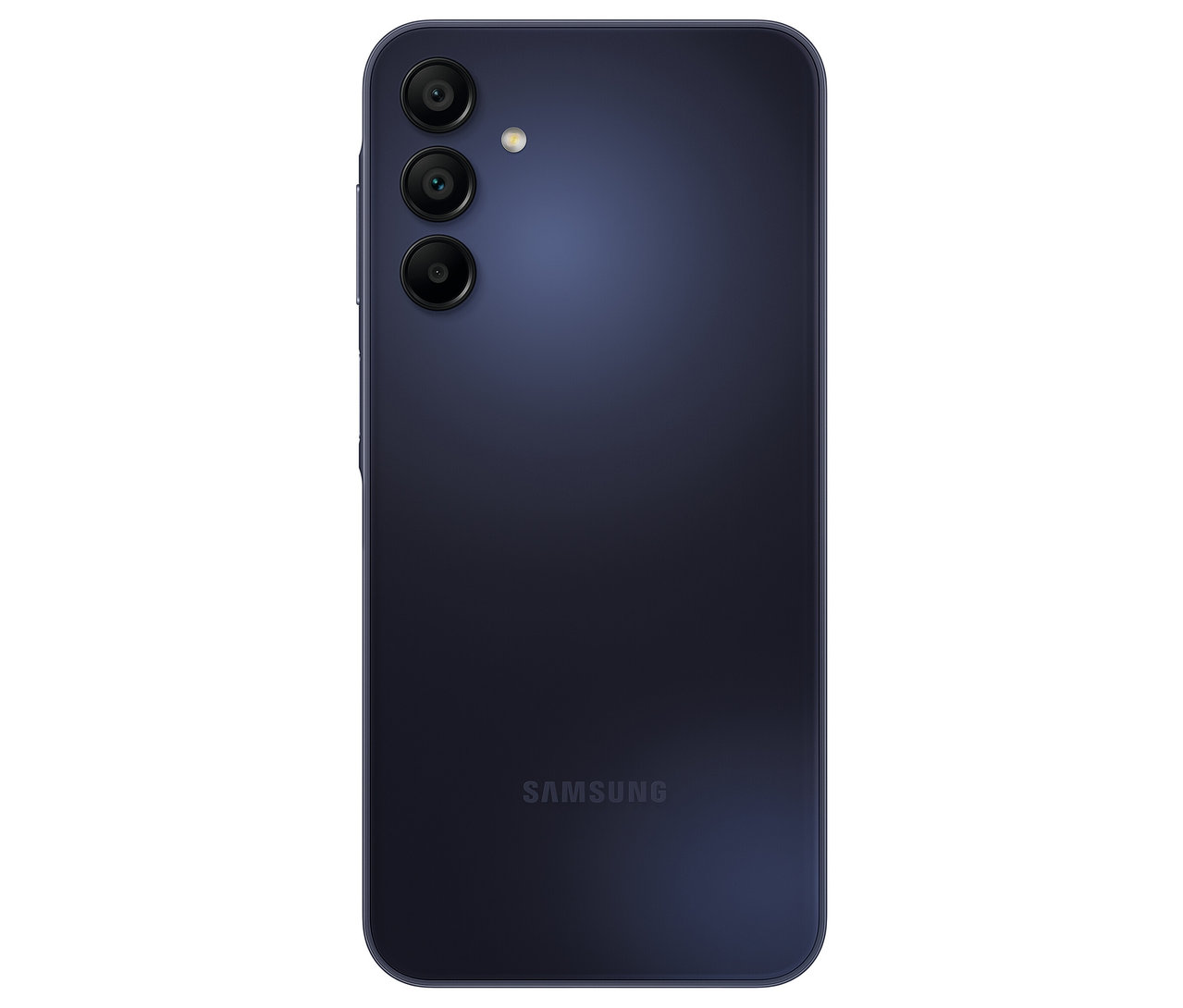 Detailansicht der Rückseite eines blau-schwarzen Samsung Galaxy A15 5G mit 128GB.