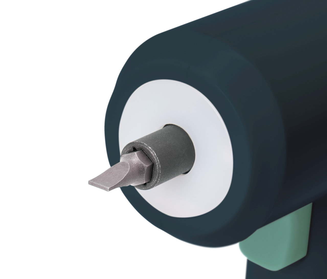 Detailaufnahme eines Mini-Akkuschraubers 3,6 V.