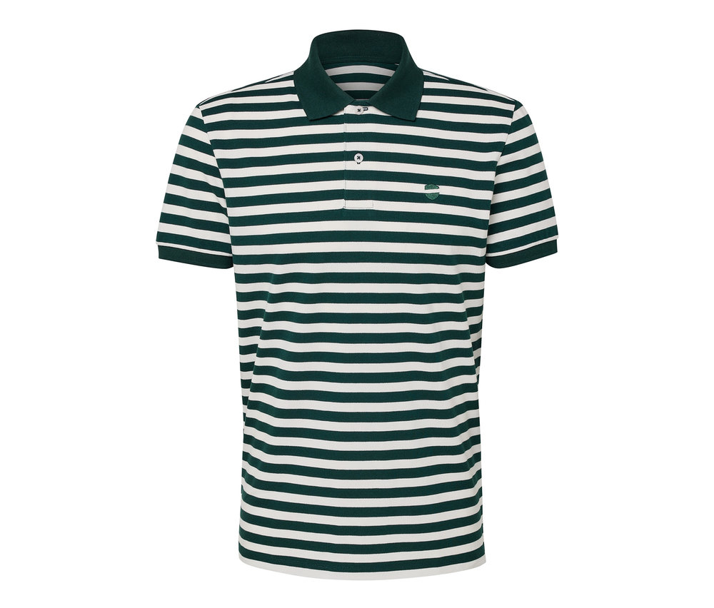 Gestreiftes Piqué-Poloshirt in Grün und Weiß.
