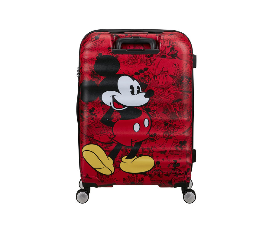 Roter American Tourister Wavebreaker »Mickey Mouse« Koffer, mittelgroß, mit Mickey Mouse-Motiv.