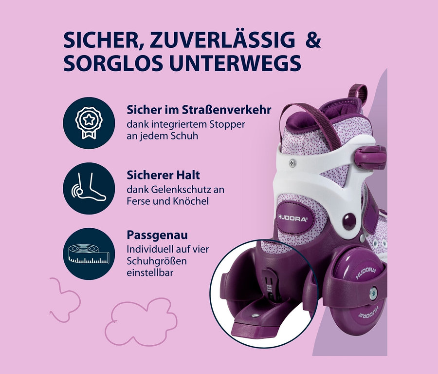 Lila HUDORA Rollschuhe »My First Quad«, Gr. 30–33.