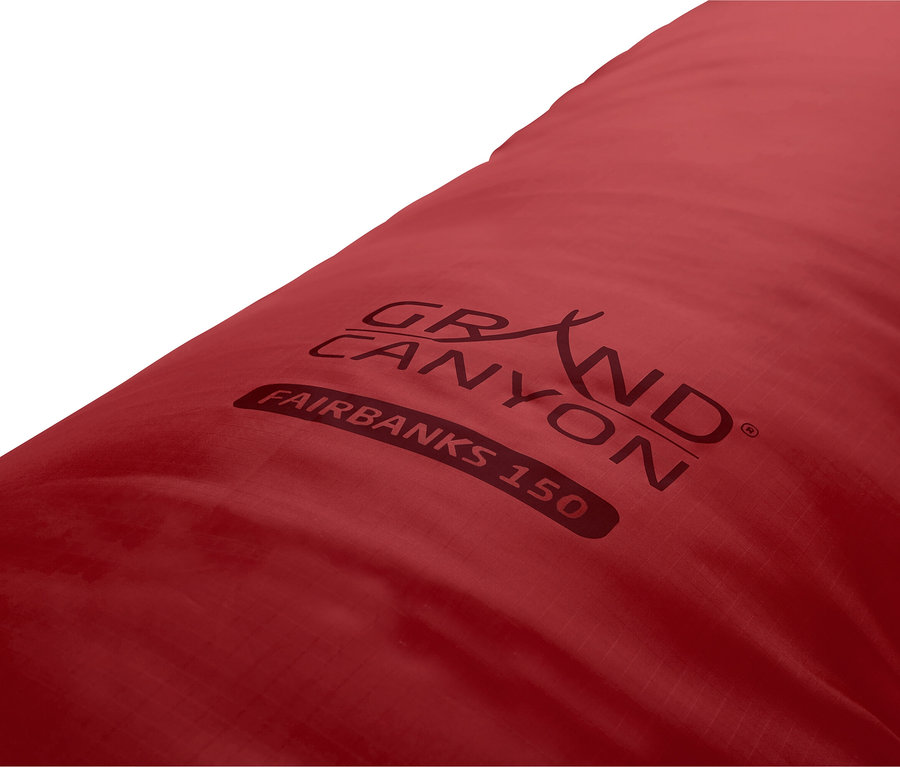 Nahaufnahme des roten Grand Canyon Kinder-Schlafsacks »Fairbanks«.