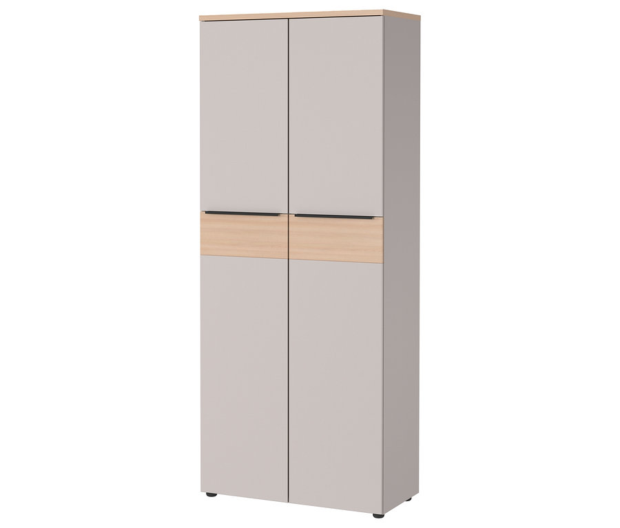 Mittlerer Aktenschrank »Oviedo« mit vier Türen, grau und Holzfarben.
