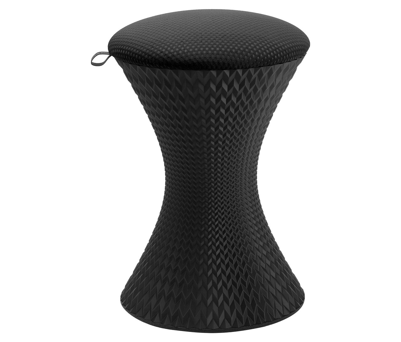 Schwarzer Sitness »3D One« Hocker vor weißem Hintergrund.