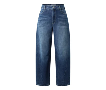 Blaue Angels Denim »Elly« Jeans mit weitem Bein, hohem Bund und verwaschenen Details an Oberschenkeln und Knien.