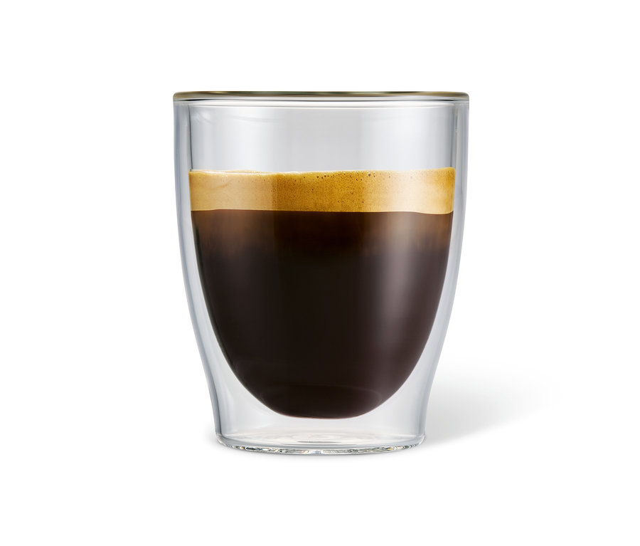 Ein Caffè Crema in einem Caffè Crema Glas.