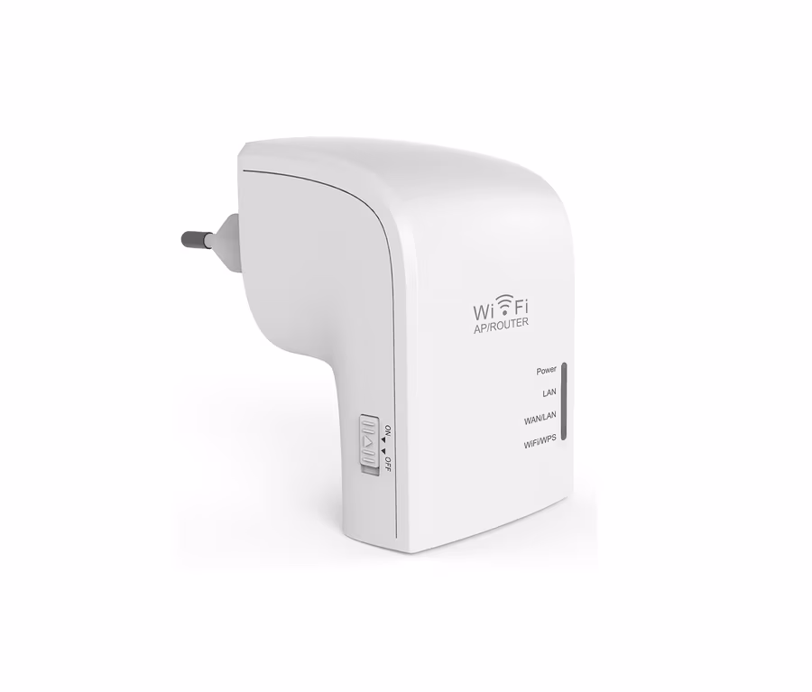 Weißer Maginon WLAN-Verstärker WLR 755 AC.