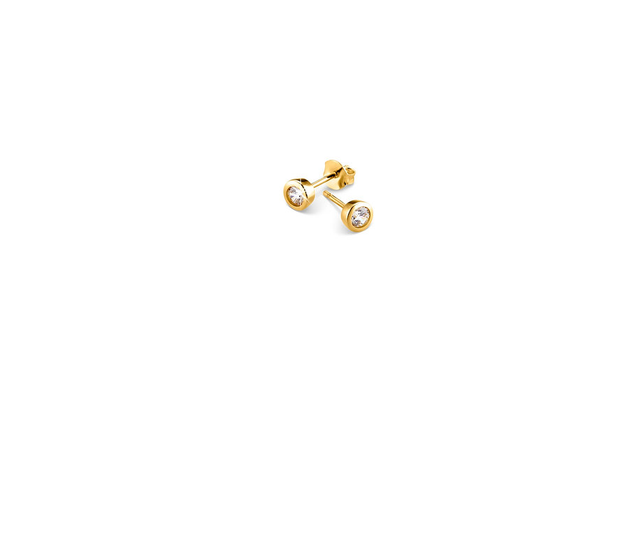 Zwei Solitär-Goldohrstecker mit Zirkonia.