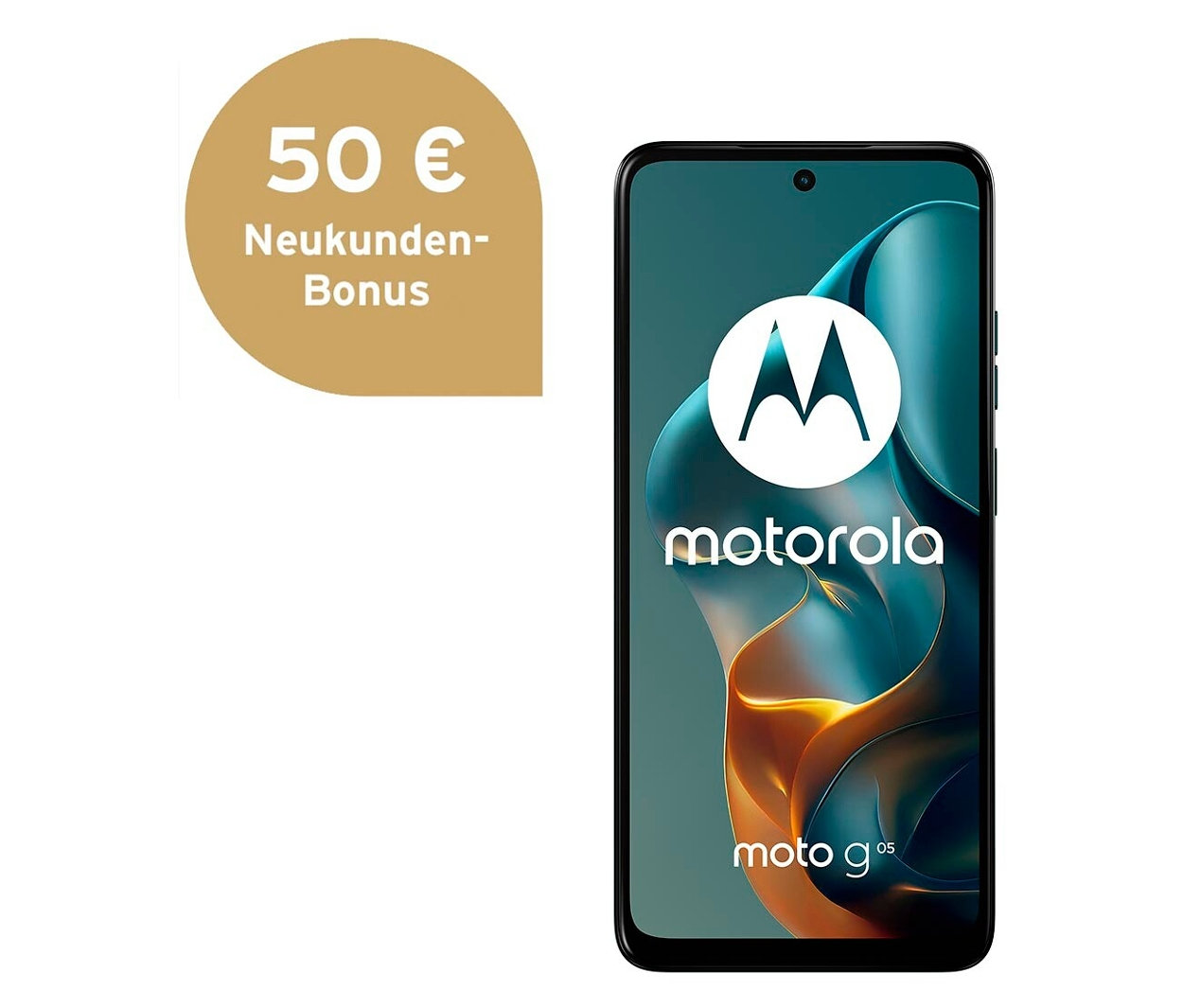 Ein Motorola moto g05 LTE 64 GB in Waldgrün vor einem weißen Hintergrund.