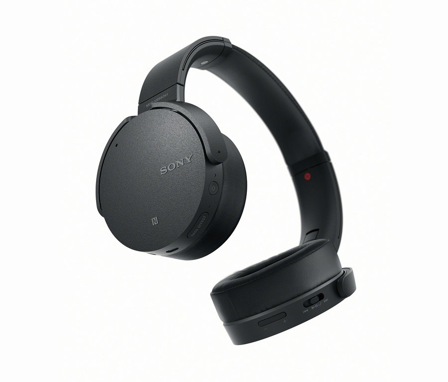 Schwarzer Sony-MDR-XB950N1-Extra-Bass-Kopfhörer mit Bluetooth und integrierter Noise-Cancelling-Funktion.