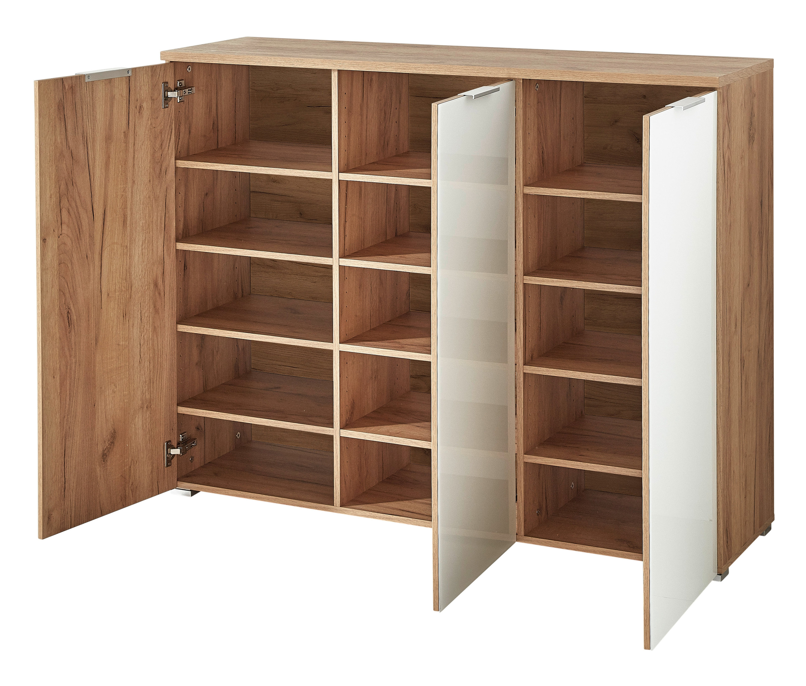 Tchibo - 3-türiger Schuhschrank »Telde« - 134x40x104cm - Silber - Glas / Metall