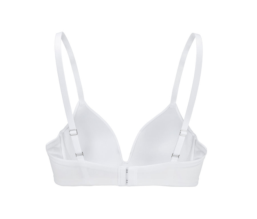 Detailansicht eines weißen Softschalen-BHs von hinten.