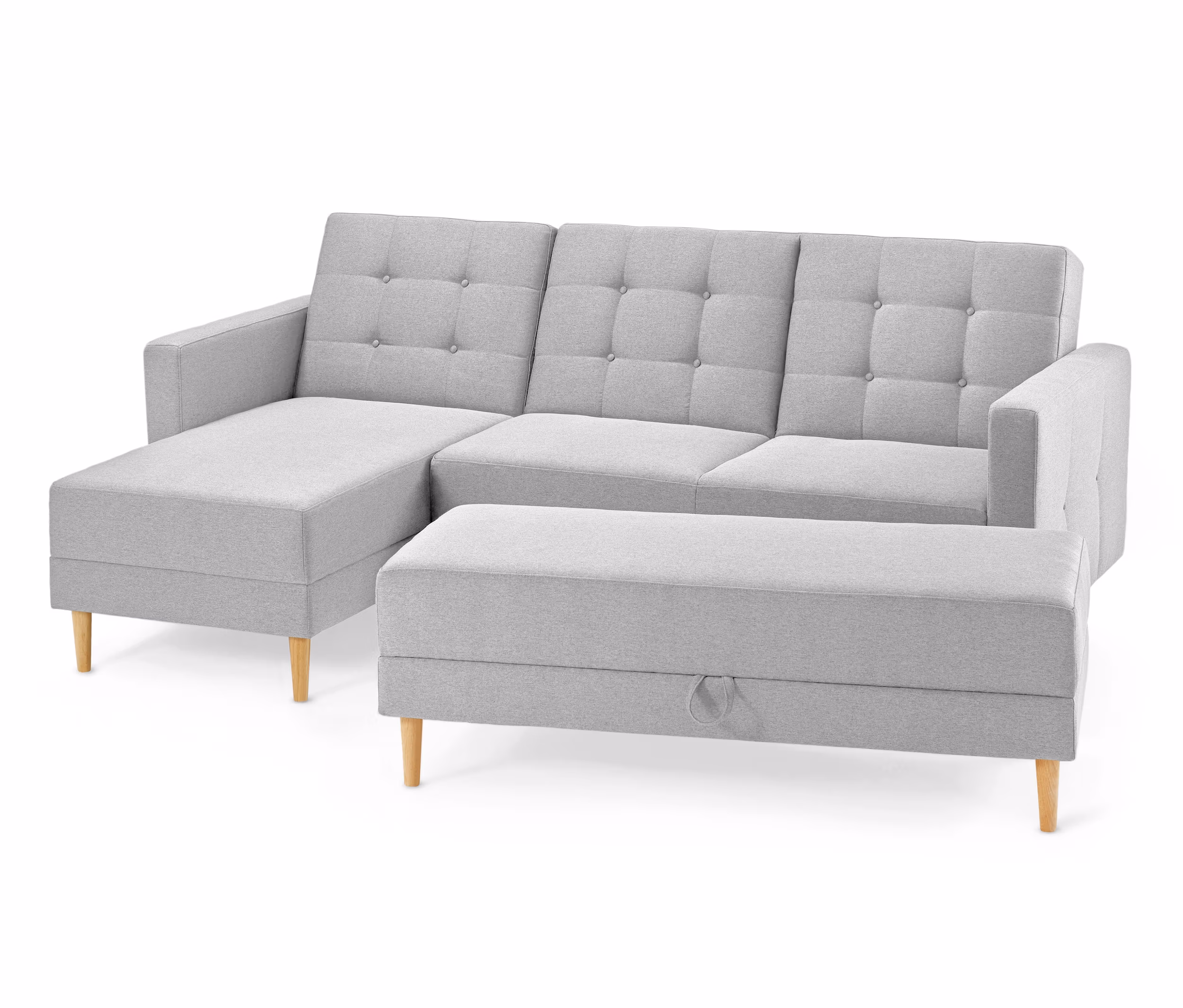 mit 1 günstig Kaufen-Tchibo - Federkern-Eckschlafsofa »Just Relax« mit Stauraumbank - 223x152x93cm - hellgrau - Polyester / Eschen-Massivholz. Tchibo - Federkern-Eckschlafsofa »Just Relax« mit Stauraumbank - 223x152x93cm - hellgrau - Polyester / Eschen-Mas