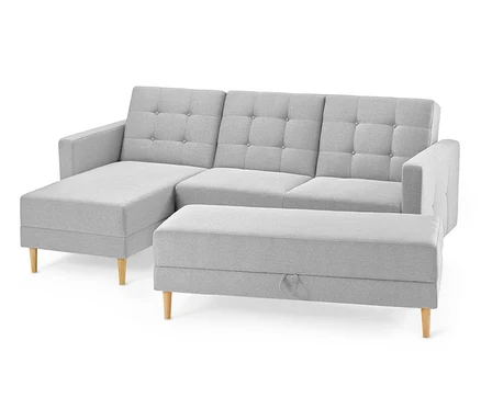 Hellgraues Federkern-Eckschlafsofa »Just Relax« mit Stauraumbank.