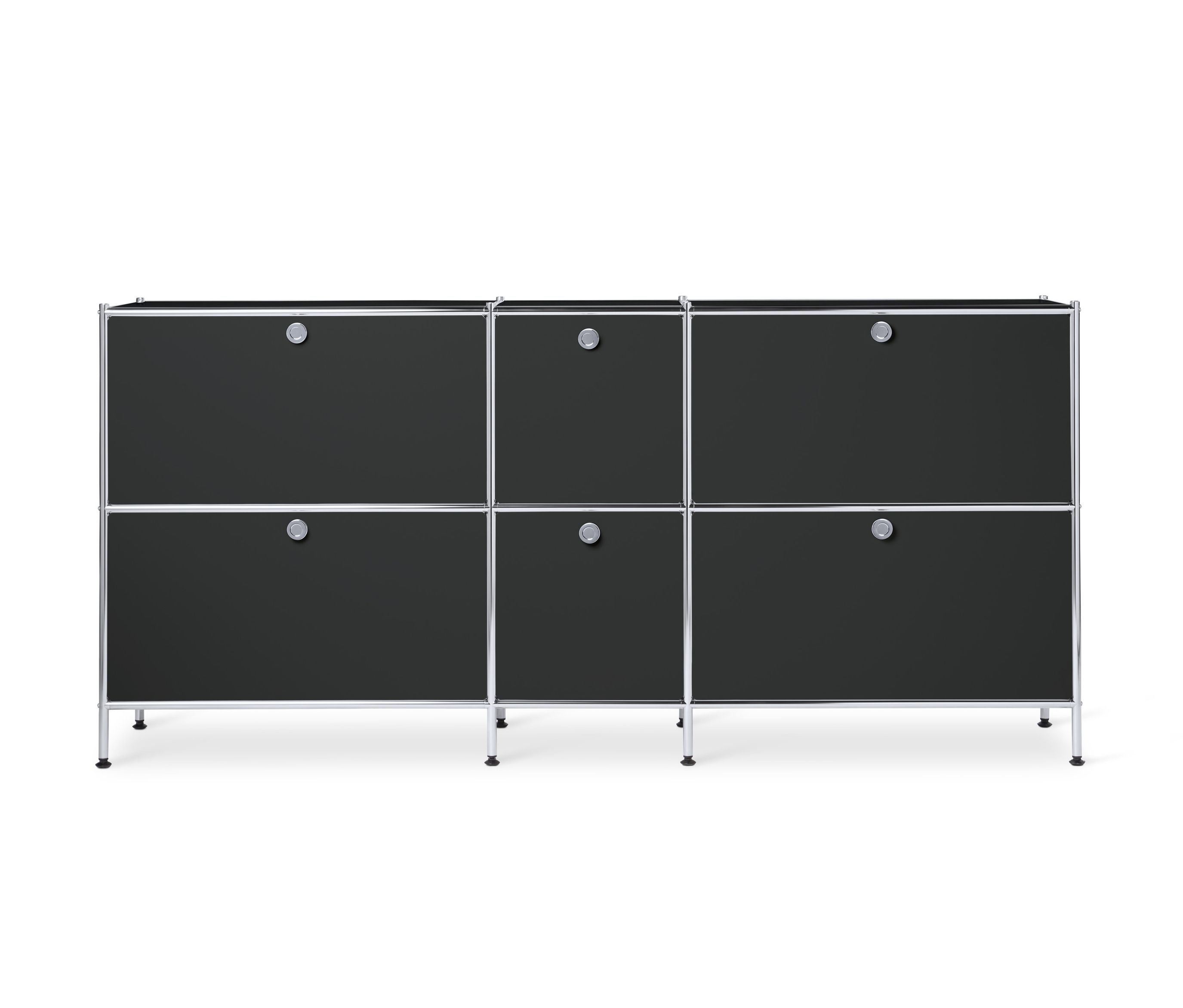 Tchibo - Sideboard Metall »Cn3« groß mit 6 Klappenfächern - 190x40x89,5cm - schwarz - Stahl / Aluminium / Kunststoff