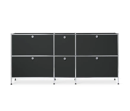 Schwarzes Sideboard Metall »CN3« groß mit 6 Klappenfächern.