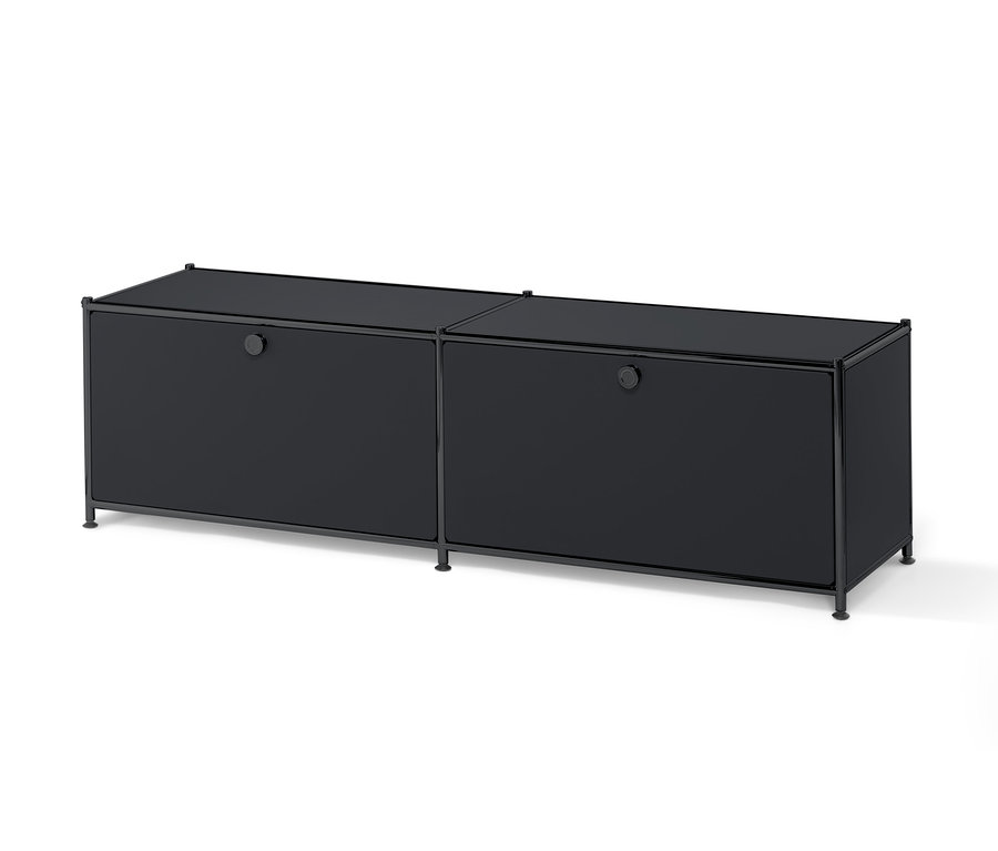 Schwarzes Lowboard Metall »CN3« mit 2 Klappenfächern.