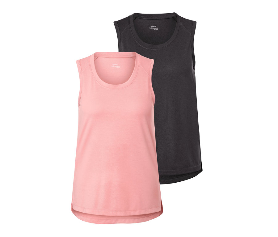 Zwei Sporttops, rosé und schwarz.