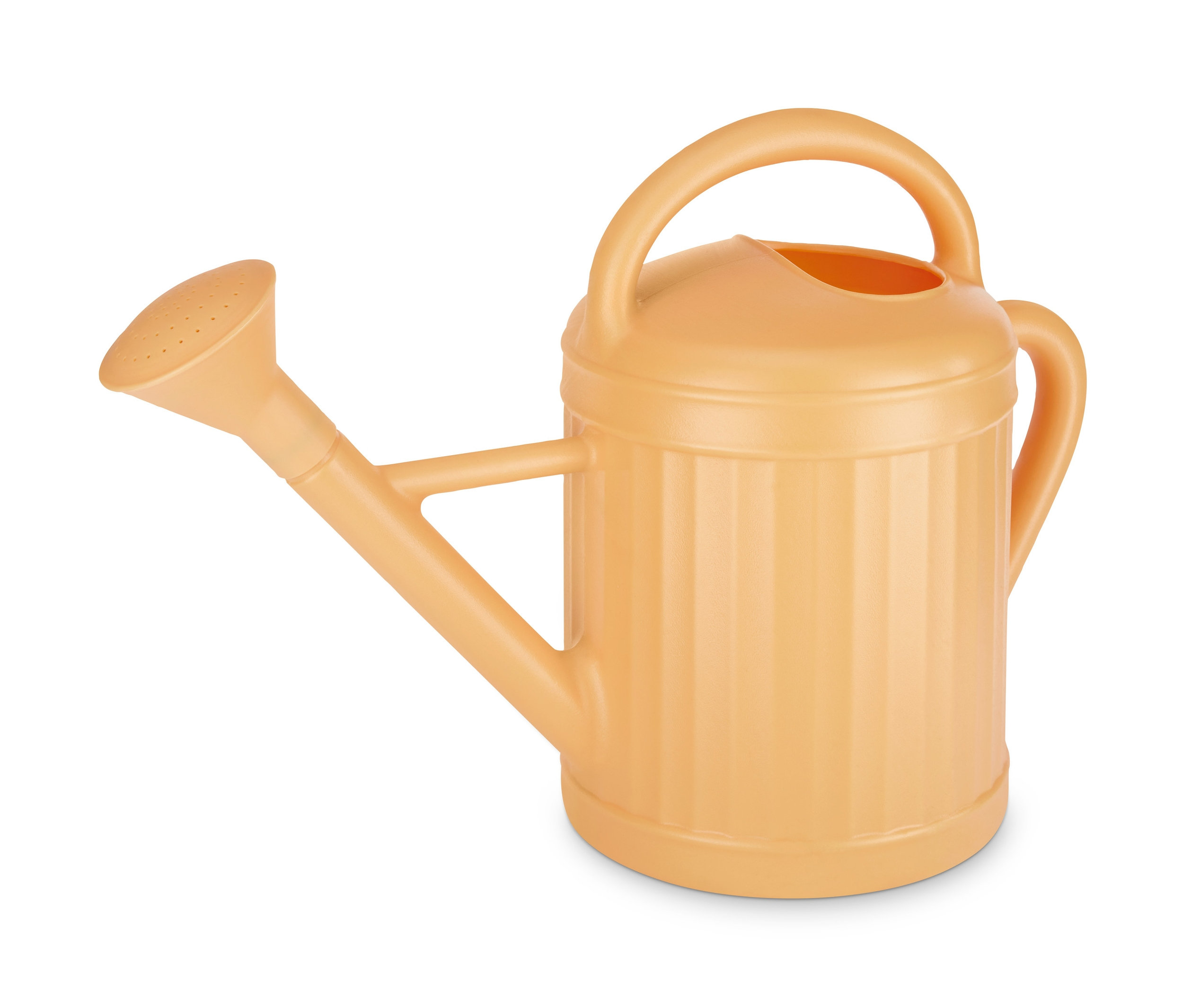 Eine XL-Gießkanne in Gelb vor einem weißen Hintergrund.