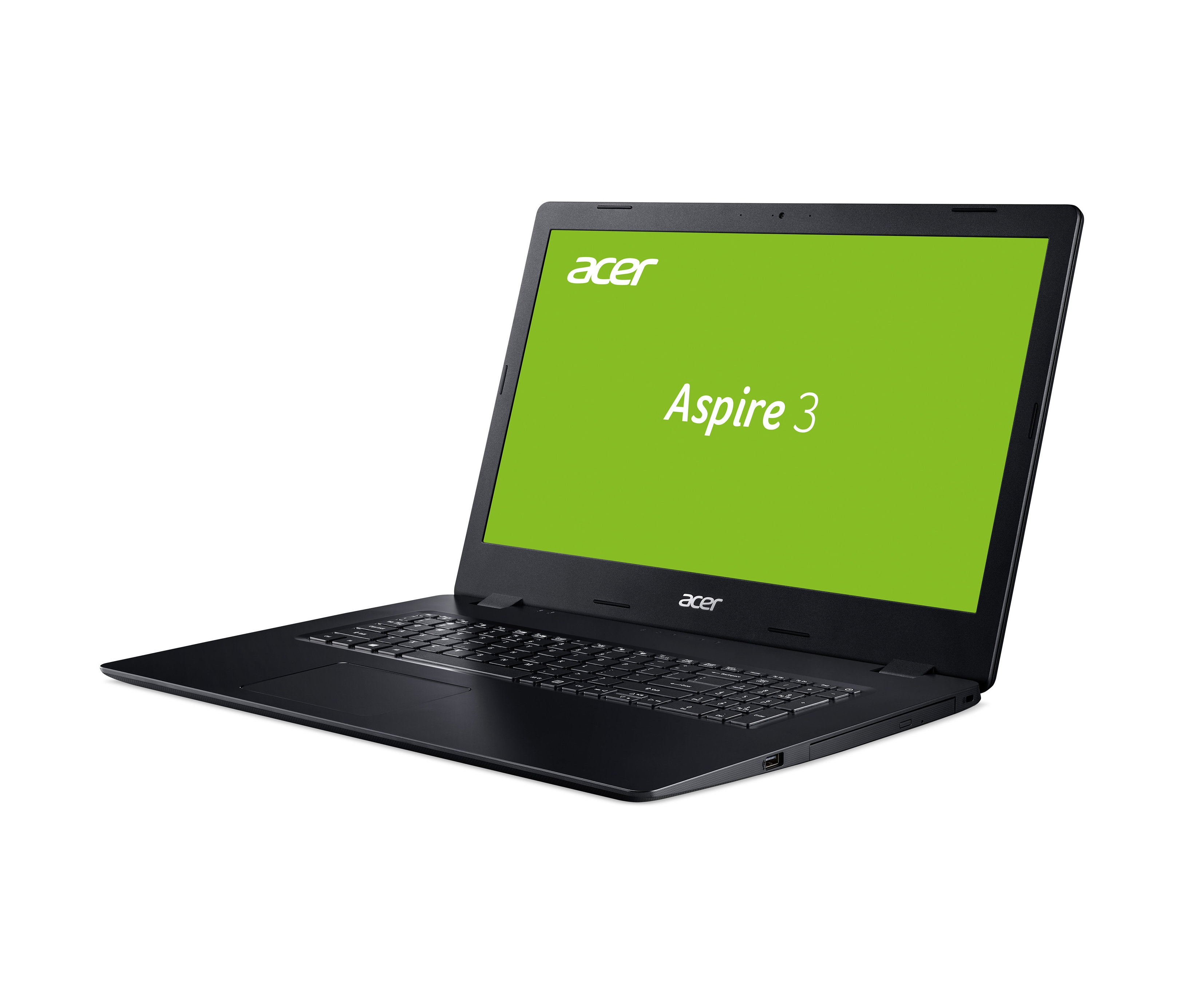 Schwarzes Acer Aspire 3 Notebook »A317-32« mit 17,3-Zoll-Bildschirm und DVD-Laufwerk.