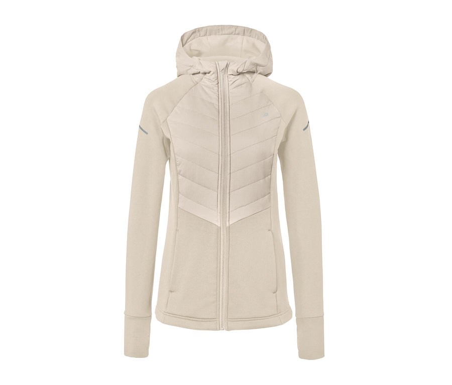 Offwhite Thermojacke mit Kapuze.