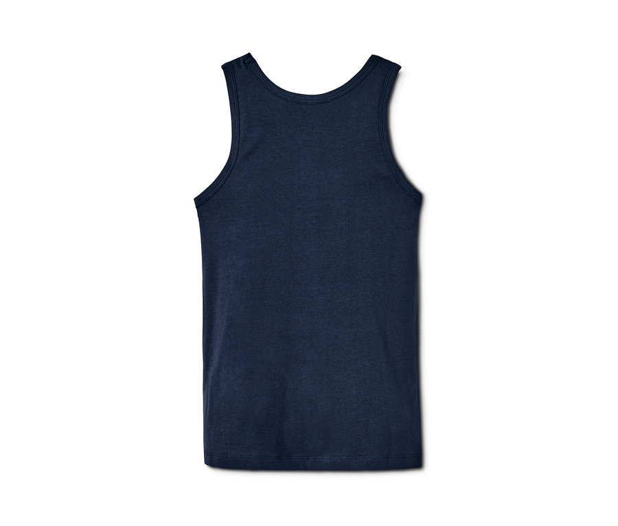 Dunkelblaues Tanktop auf weißem Hintergrund. 2 Tanktops.