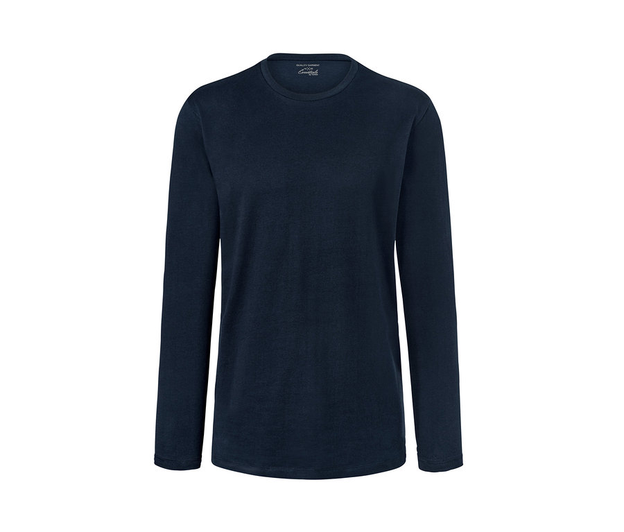 Dunkelblaues Langarmshirt.