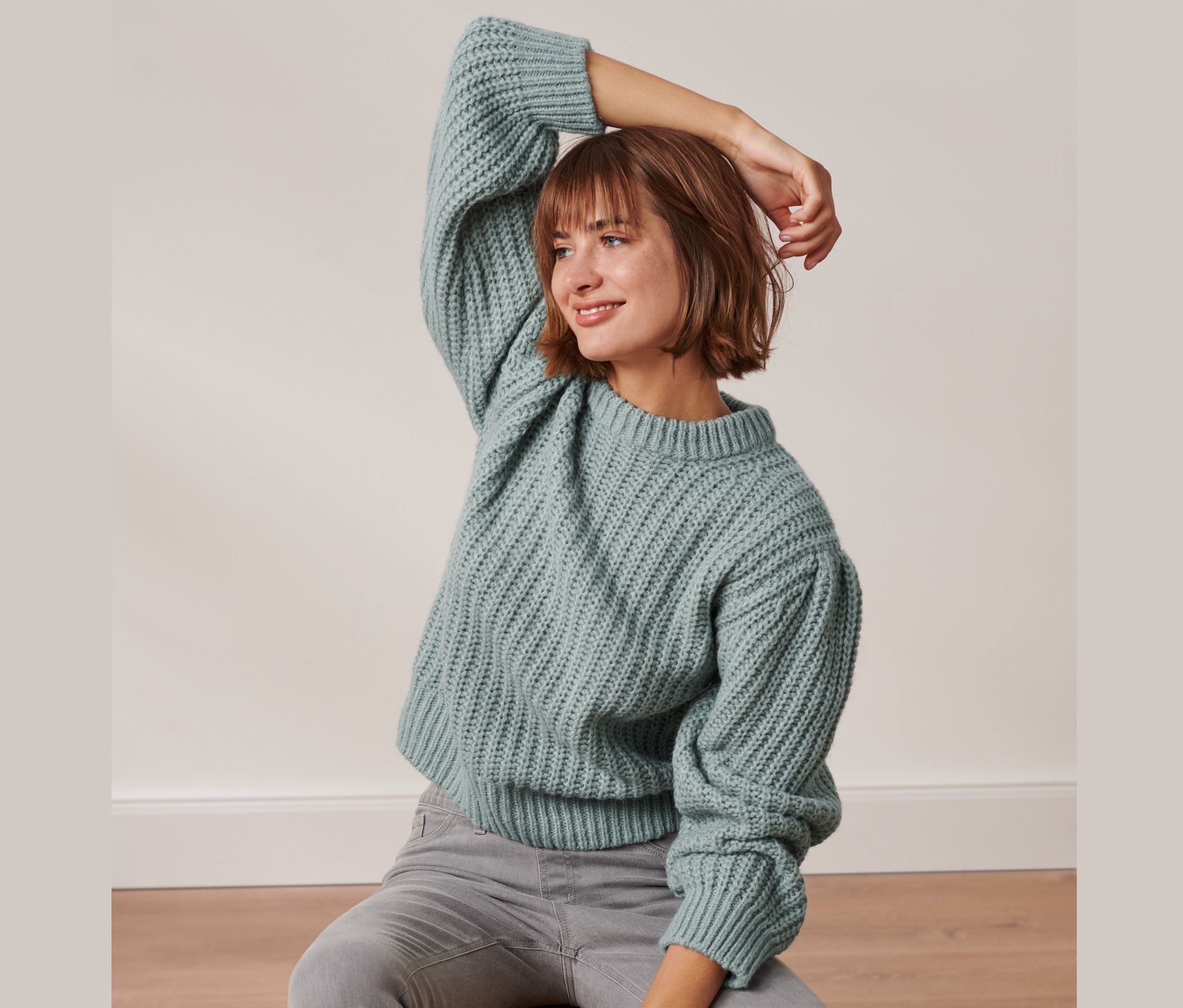 Thumbnail - Tchibo - Grobstrick-Pullover mit Wolle - Damen - Gr. XL - blau