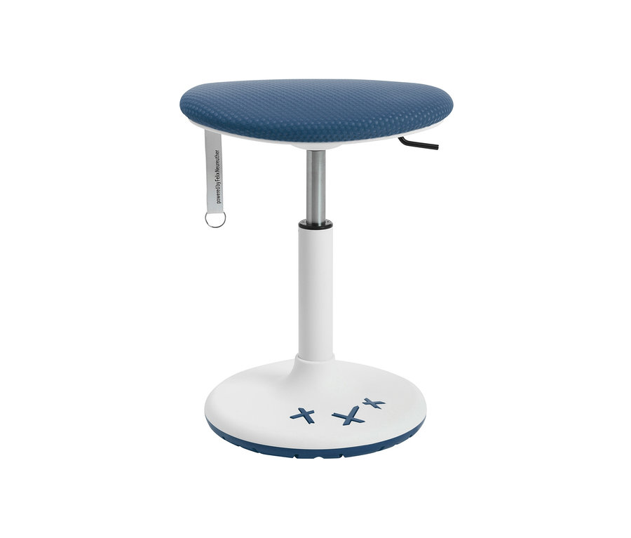 Petrolfarbener Topstar Kinderhocker »XStool 20« mit weißem Rahmen.