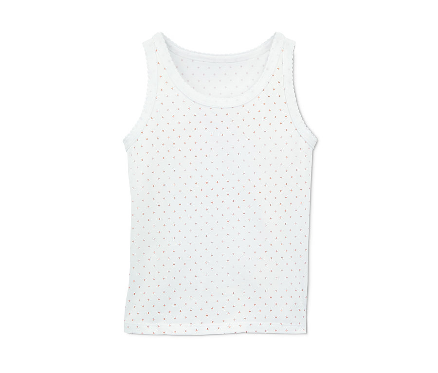 Weißes Unterhemd, 2 Stück, mit rotem Punktmuster.