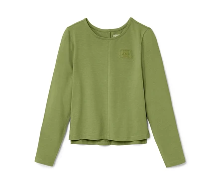 Grünes Kinder-Langarmshirt.