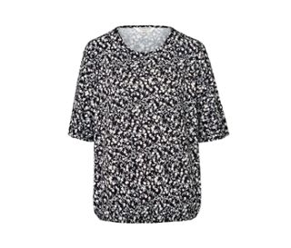 Schwarz mit weißem Blumen-Alloverprint