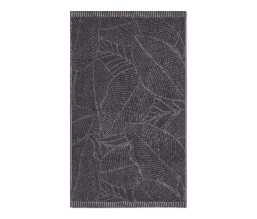 Anthrazitfarbenes Jacquard-Handtuch mit Blattmuster, 2 Stück.