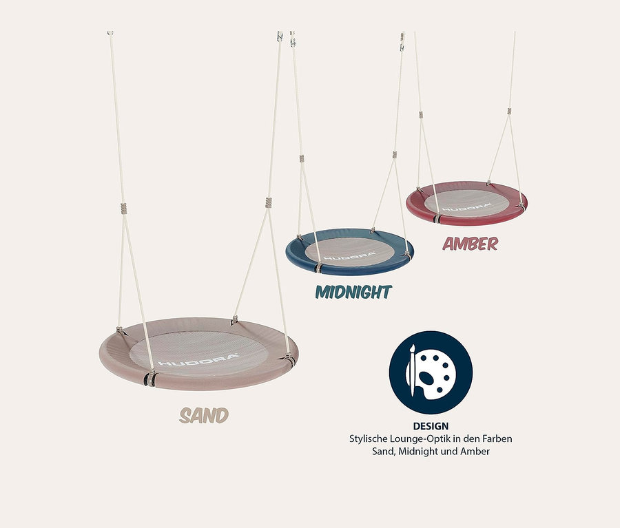 Drei HUDORA Nestschaukel »Lounge«, beige, Ø 90 cm Hängesessel nebeneinander.