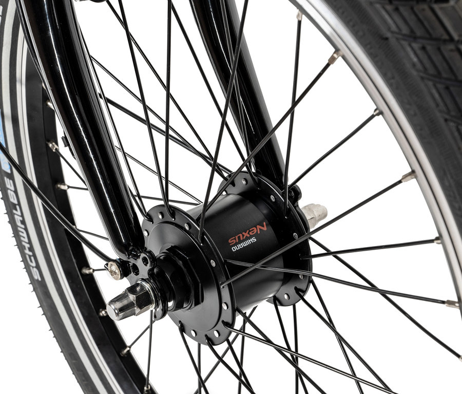 Detailaufnahme vom Vorderrad eines HAWK Bikes Alu Faltrad Folder 3.0.