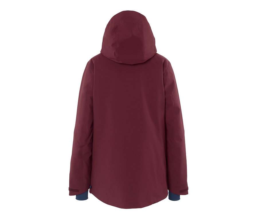 Rückansicht der bordeauxfarbenen Halfzip-Skijacke.