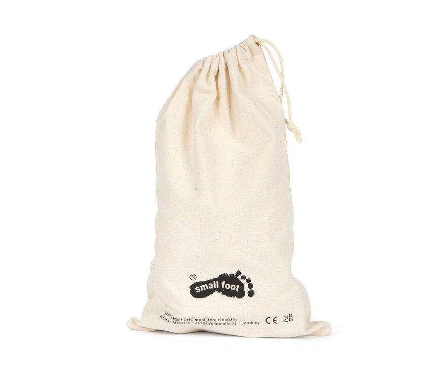Stoffsack mit small foot Hör- und Fühl-Memo »Sensory« Logo.