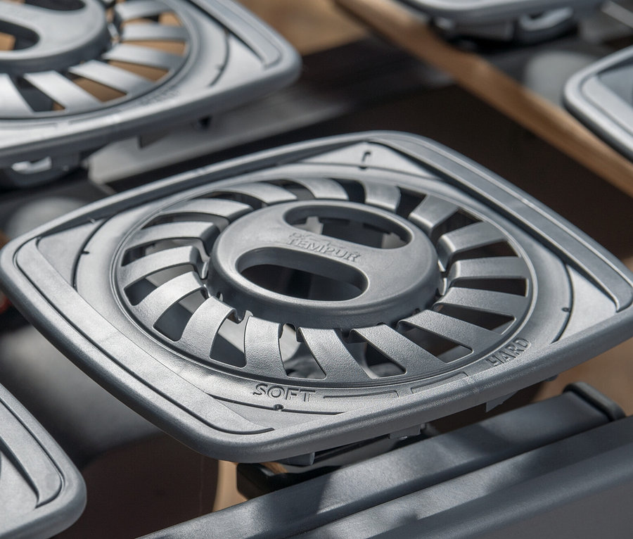 Detailansicht eines grauen TEMPUR® »Premium Flex 500« Lattenrosts.