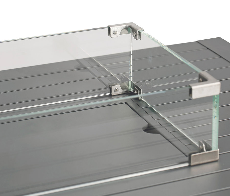 Detailansicht des Buschbeck Loungetisch »Lagos« mit Glasaufsatz.