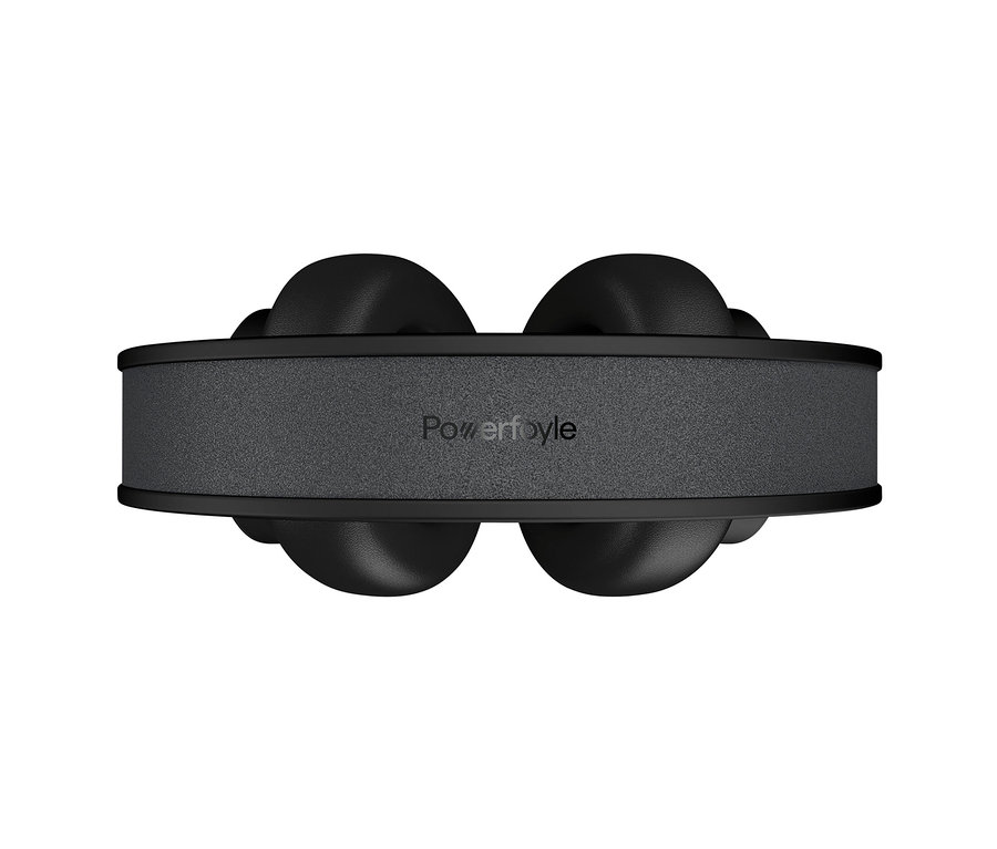 Schwarze solarbetriebene Kopfhörer »Urbanista Los Angeles« liegen auf dem Tisch.