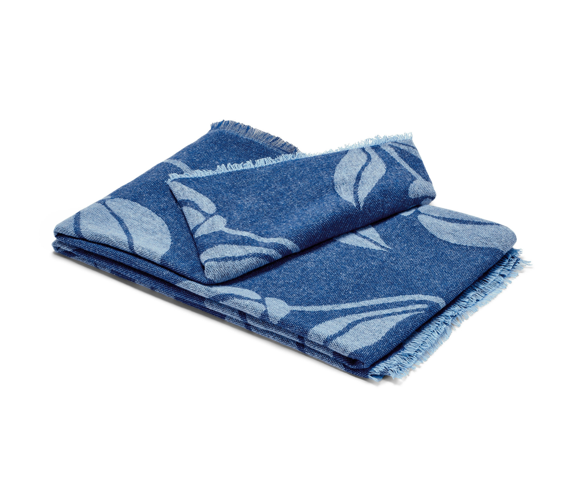 Wohndecke mit Fransen - blau - blau